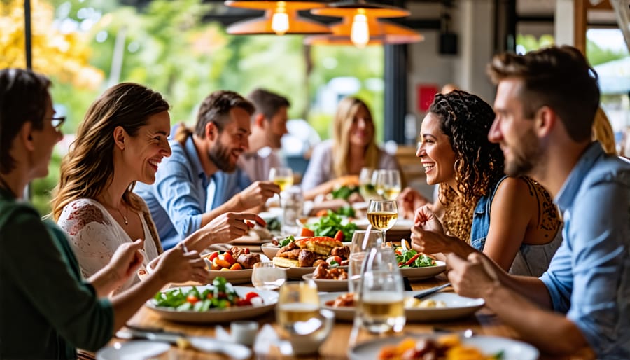 Diners enjoying a shared dining experience at a Toronto pop-up event