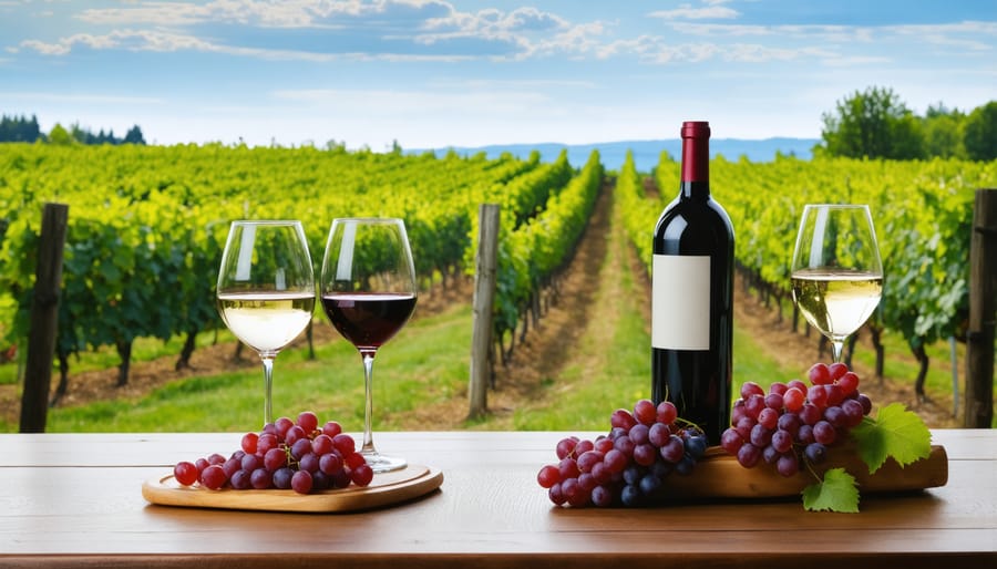 Premium wine tasting experience with scenic Niagara vineyard backdrop and carefully curated wine flight