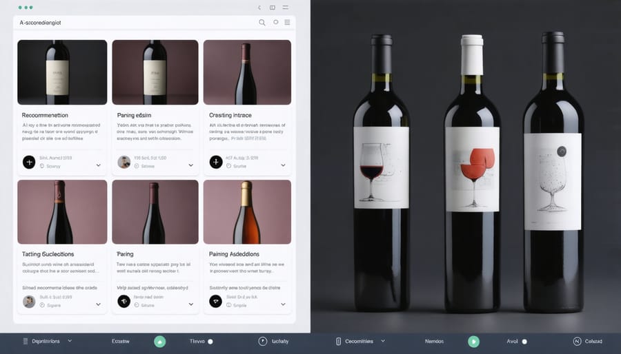 AI wine recommendation system interface showing personalized wine selections