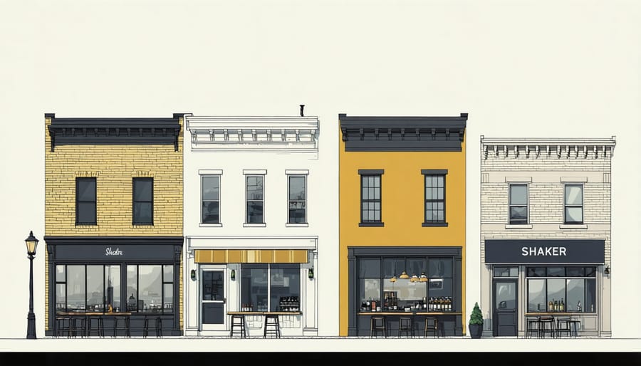 Architectural evolution showing Shaker Heights' transformation from residential area to craft beverage destination