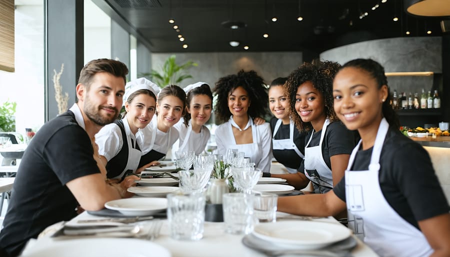 Restaurant service team participating in cultural competency training workshop