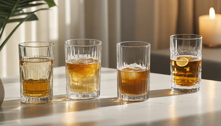 Professional tasting setup with branded artisanal beverages emphasizing sensory experience