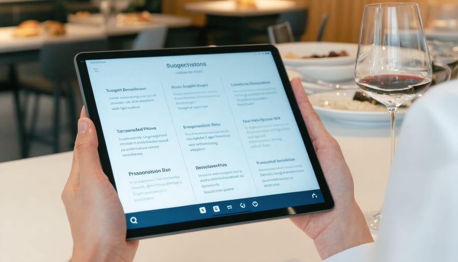 Smart menu interface showing AI-powered personalized dish recommendations