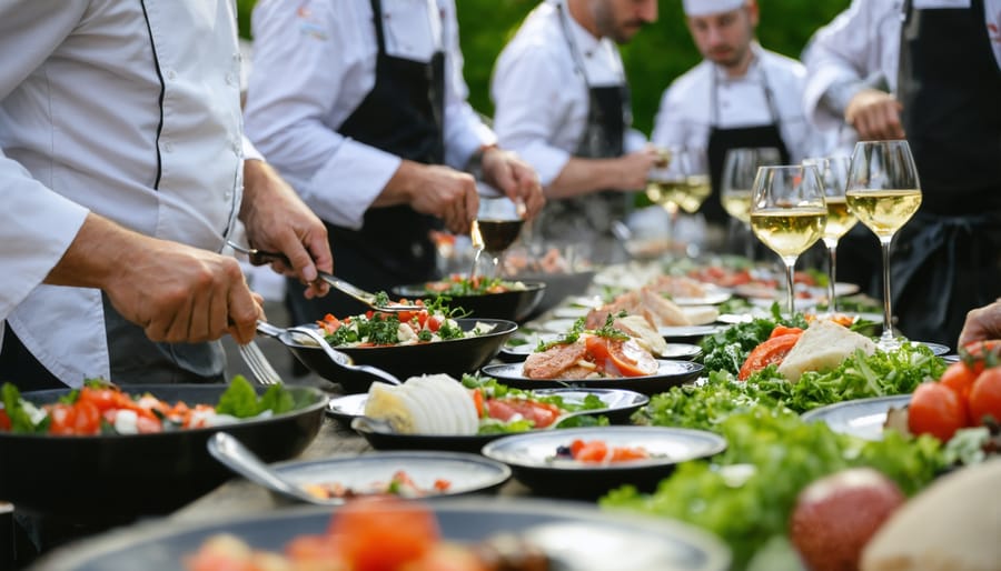 Multiple chefs serving dishes at an exclusive pop-up dining event in Toronto