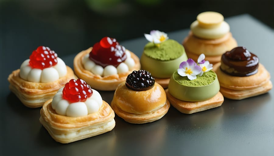 Artisanal Asian-European fusion pastries showcasing traditional ingredients from both cultures