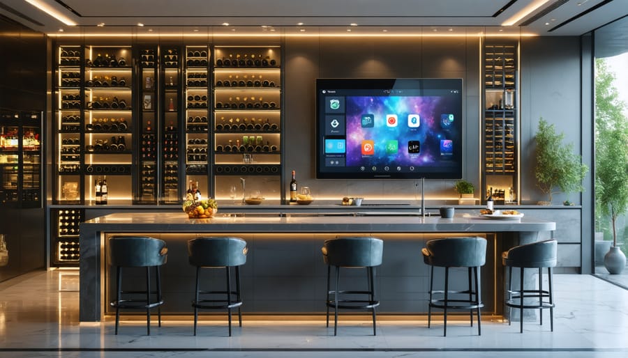 Built-in smart wine storage system with temperature controls and digital inventory display