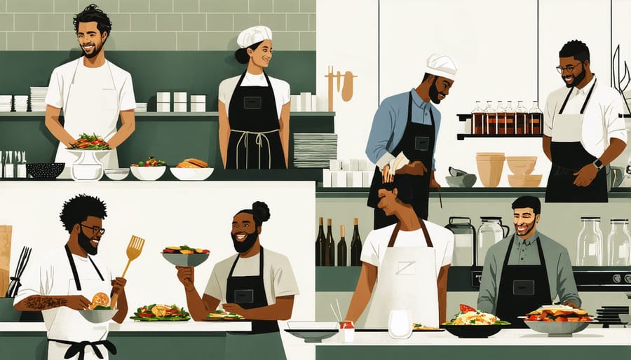 Montage of diverse Toronto chef-owners standing in their successful restaurants