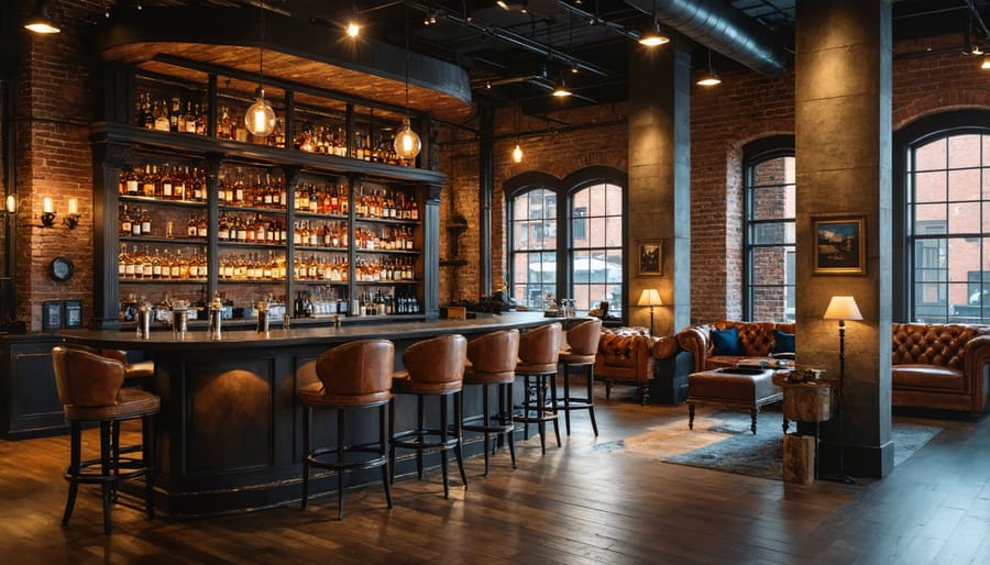 Luxurious whisky tasting room with vintage decor in Toronto's Distillery District