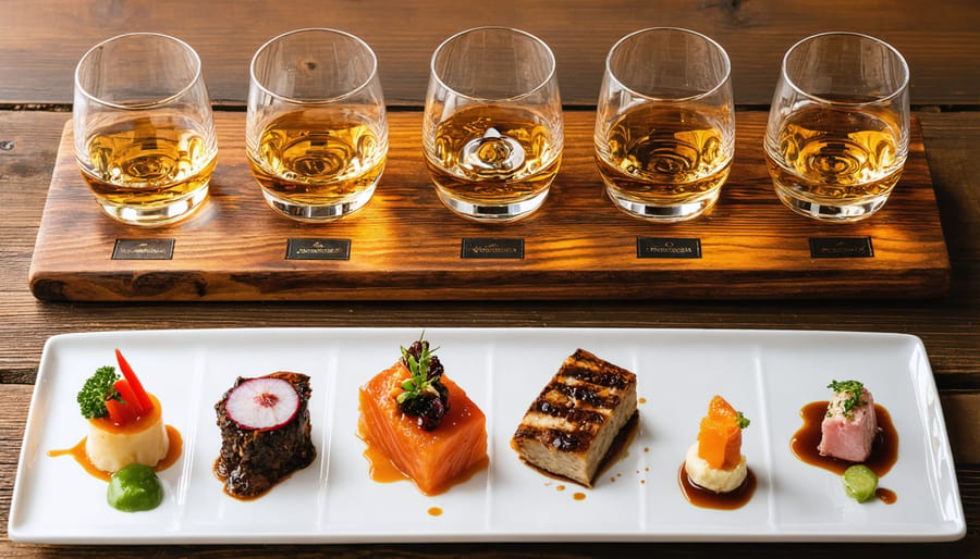 Whisky tasting flight paired with carefully selected gourmet appetizers