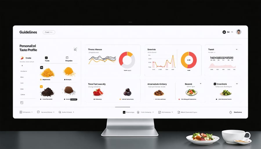 AI-powered digital taste profile interface displaying personalized dining preferences and flavor maps