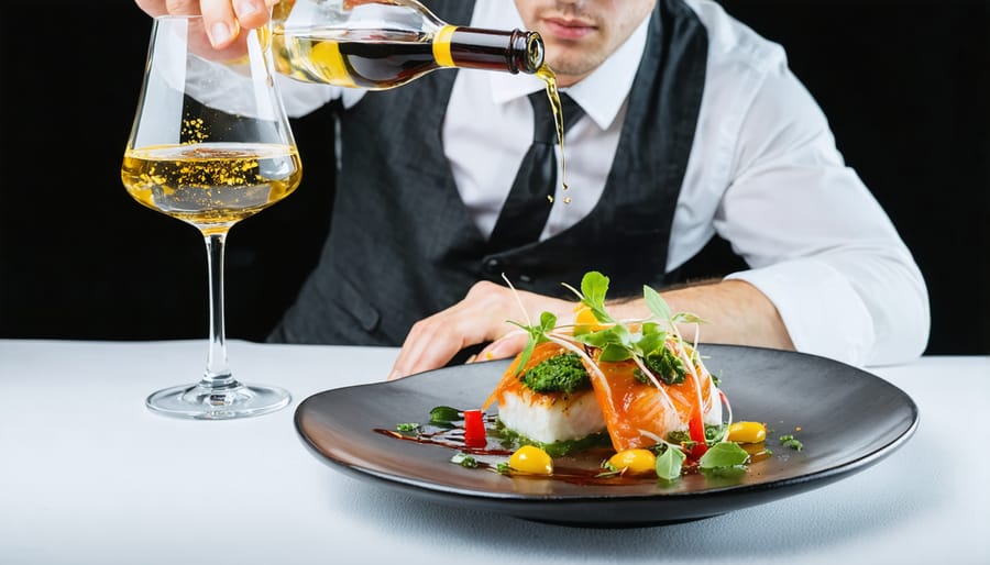 Sommelier pairing premium tequila with contemporary cuisine in Toronto restaurant