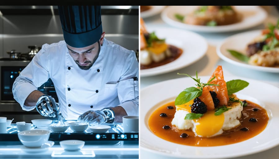 Toronto chef collaborating with AI system while creating innovative fine dining dish