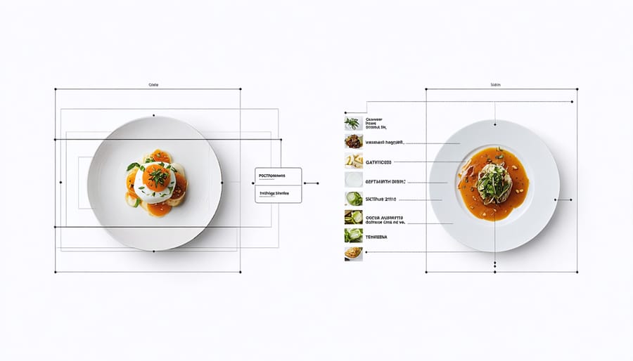 Virtual reality fine dining plating instruction with interactive elements