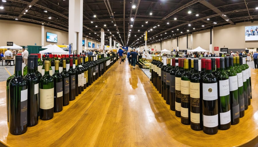 Elegant wine festival hall with international exhibitors and wine enthusiasts