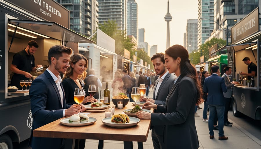 Gourmet street food bao buns paired with natural wine on wooden serving board