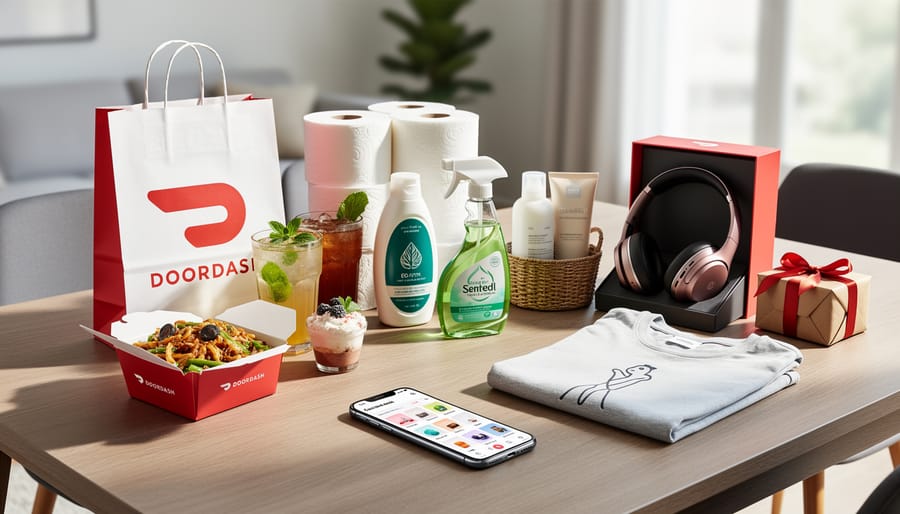 Assorted sealed delivery packages on a Toronto café table representing variety beyond meals.