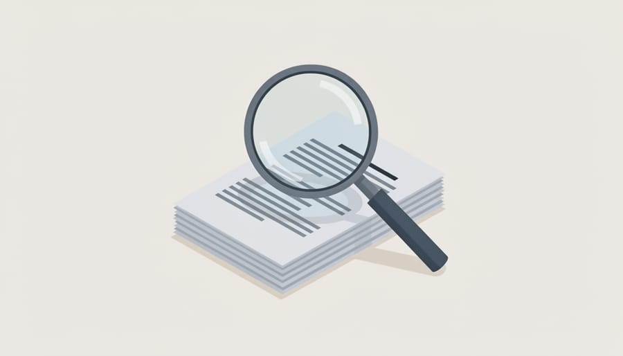 Magnifying glass over textured legal paper with a liquor bottle silhouette in the background